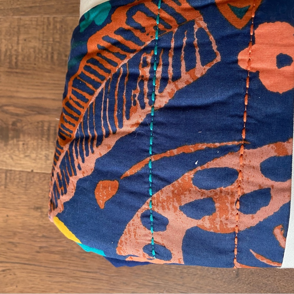 Opalhouse Navy Teal Orange Floral Accent Pillow with Yellow Tassels - Picture 9 of 9